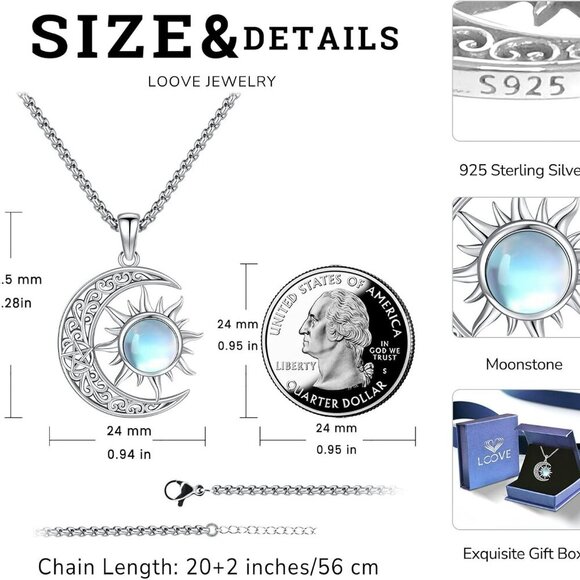 Pentagram Necklace Sterling Silver Triple Moon Goddess/Celtic Knot Witches Knot/ - Picture 4 of 9